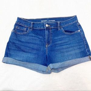 Old Navy Hi Rise Medium Wash Cuffed Jean shorts